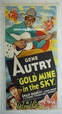 M217 GOLD MINE IN THE SKY linen three-sheet movie poster '38 Gene Autry