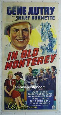 M224 IN OLD MONTEREY linen three-sheet movie poster '39 Gene Autry