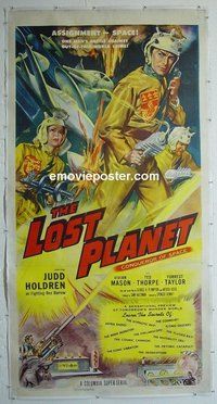 M043 LOST PLANET linen three-sheet movie poster '53 Judd Holdren, serial