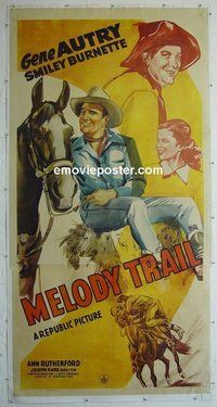 M229 MELODY TRAIL linen three-sheet movie poster R43 Gene Autry, western