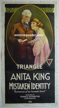 M046 MISTAKEN IDENTITY linen three-sheet movie poster '19 Anita King
