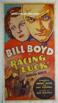 M051 RACING LUCK linen three-sheet movie poster '35 William Boyd