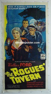 M052 ROGUES' TAVERN linen three-sheet movie poster '36 Wallace Ford