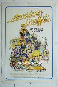 M064 AMERICAN GRAFFITI linen one-sheet movie poster '73 George Lucas