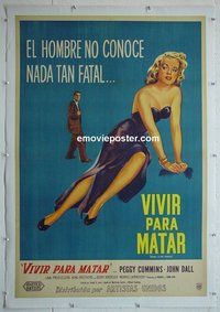 M002 DEADLY IS THE FEMALE linen Argentinean movie poster '49Gun Crazy