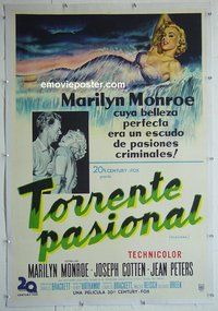 M012 NIAGARA linen Argentinean movie poster '53 Marilyn Monroe,Cotten