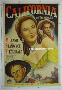 M007 CALIFORNIA linen Argentinean movie poster '46 Stanwyck