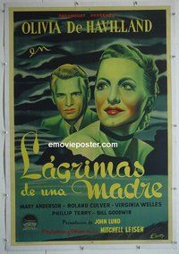 M016 TO EACH HIS OWN linen Argentinean movie poster '46 de Havilland