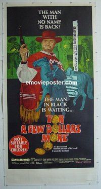 M020 FOR A FEW DOLLARS MORE linen Australian three-sheet movie poster '67 Eastwood