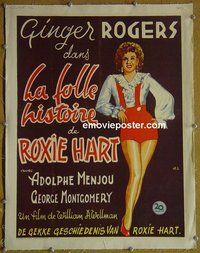 M168 ROXIE HART linen Belgian movie poster '42 Ginger Rogers, Menjou