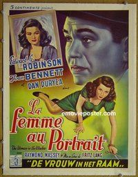 M171 WOMAN IN THE WINDOW linen Belgian movie poster R50s Fritz Lang
