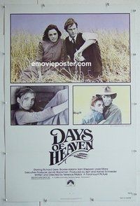 M067 DAYS OF HEAVEN linen one-sheet movie poster '78 Gere, Adams