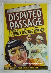 M069 DISPUTED PASSAGE linen one-sheet movie poster '39 Lamour, Tamiroff