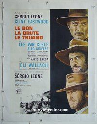 M109 GOOD, THE BAD & THE UGLY linen French 22x30 movie poster '68 Eastwood