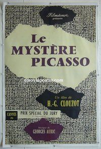 M110 MYSTERY OF PICASSO linen French 30x45 movie poster '56 Clouzot&Pablo
