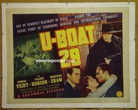 M061 U-BOAT 29 linen half-sheet movie poster '39 WWI Conrad Veidt