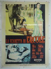 M145 GOLIATH & THE DRAGON linen Italian one-panel movie poster '60 Forest