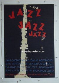M192 JAZZ linen Polish movie poster '60s Janczewska clarinet artwork!