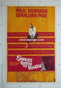 M084 SWEET BIRD OF YOUTH linen one-sheet movie poster '62 Paul Newman