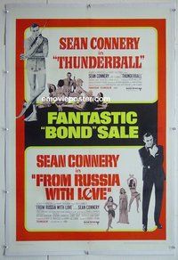 M085 THUNDERBALL/FROM RUSSIA WITH LOVE linen one-sheet movie poster '68