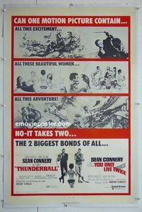 M086 THUNDERBALL/YOU ONLY LIVE TWICE 1sh '71 Sean Connery's two biggest James Bonds of all!