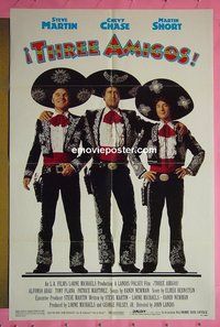 P034 3 AMIGOS one-sheet movie poster '86 Chevy Chase, Martin, Short