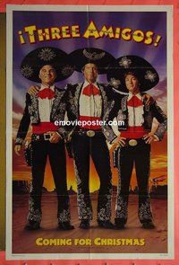 P035 3 AMIGOS advance one-sheet movie poster '86 Chevy Chase, Martin, Short