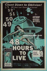 P049 48 HOURS TO LIVE one-sheet movie poster '60 sexy sci-fi!