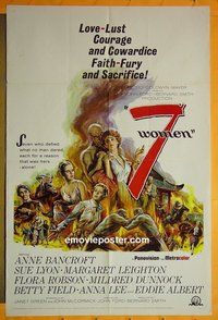 P057 7 WOMEN one-sheet movie poster '66 John Ford, Bancroft