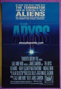 P070 ABYSS one-sheet movie poster '89 James Cameron, Peter Weller