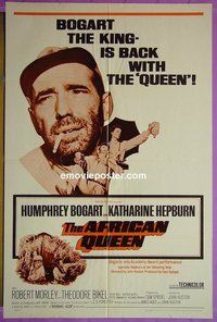 P077 AFRICAN QUEEN one-sheet movie poster R68 Bogart, Hepburn