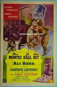 P081 ALI BABA & THE 40 THIEVES Spanish one-sheet movie poster '43 Montez