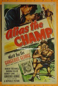 P082 ALIAS THE CHAMP one-sheet movie poster '49 Gorgeous George!