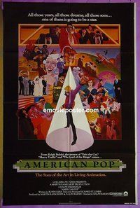 P102 AMERICAN POP one-sheet movie poster '81 Ralph Bakshi, rock
