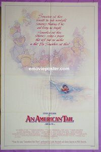 P104 AMERICAN TAIL style B one-sheet movie poster '86 Spielberg, Bluth