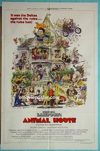 P114 ANIMAL HOUSE style B one-sheet movie poster '78 John Belushi, Landis classic!