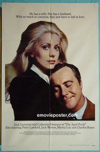 P127 APRIL FOOLS one-sheet movie poster '69 Lemmon, Deneuve