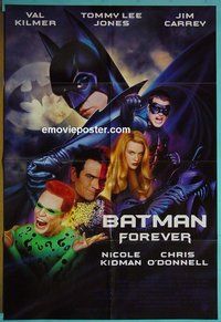 P166 BATMAN FOREVER one-sheet movie poster '95 Kilmer, Jones, Carrey