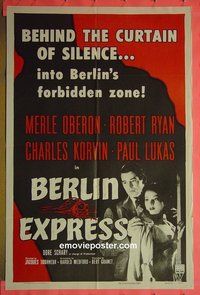 P198 BERLIN EXPRESS one-sheet movie poster R55 Merle Oberon, Ryan