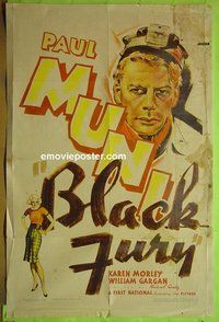 P225 BLACK FURY one-sheet movie poster '35 Paul Muni, Karen Morley