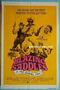 P240 BLAZING SADDLES rare int'l style one-sheet movie poster '74 Mel Brooks