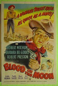 P254 BLOOD ON THE MOON one-sheet movie poster '49 Robert Mitchum