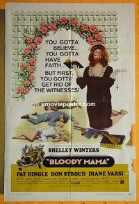 P256 BLOODY MAMA one-sheet movie poster '70 AIP, Shelley Winters