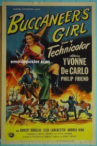 P299 BUCCANEER'S GIRL one-sheet movie poster '50 Yvonne DeCarlo