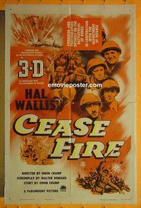 P358 CEASE FIRE one-sheet movie poster '53 3D war movie