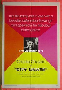 P387 CITY LIGHTS one-sheet movie poster #1 R72 Charlie Chaplin boxing!