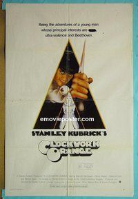 P398 CLOCKWORK ORANGE int'l style one-sheet movie poster '72 Kubrick