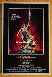 P420 CONAN THE BARBARIAN advance one-sheet movie poster '82 Schwarzenegger