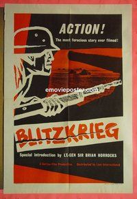 P246 BLITZKRIEG English one-sheet movie poster '59 English WWII!