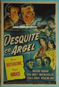 Q414 PURSUIT TO ALGIERS one-sheet movie poster '45 Rathbone